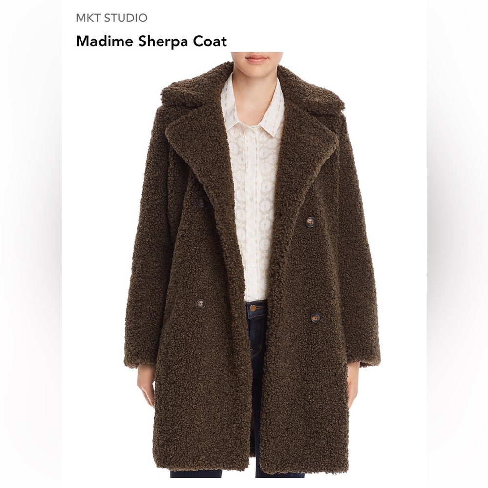 MKT STUDIO SHEARLING TEDDY COAT chocolate brown